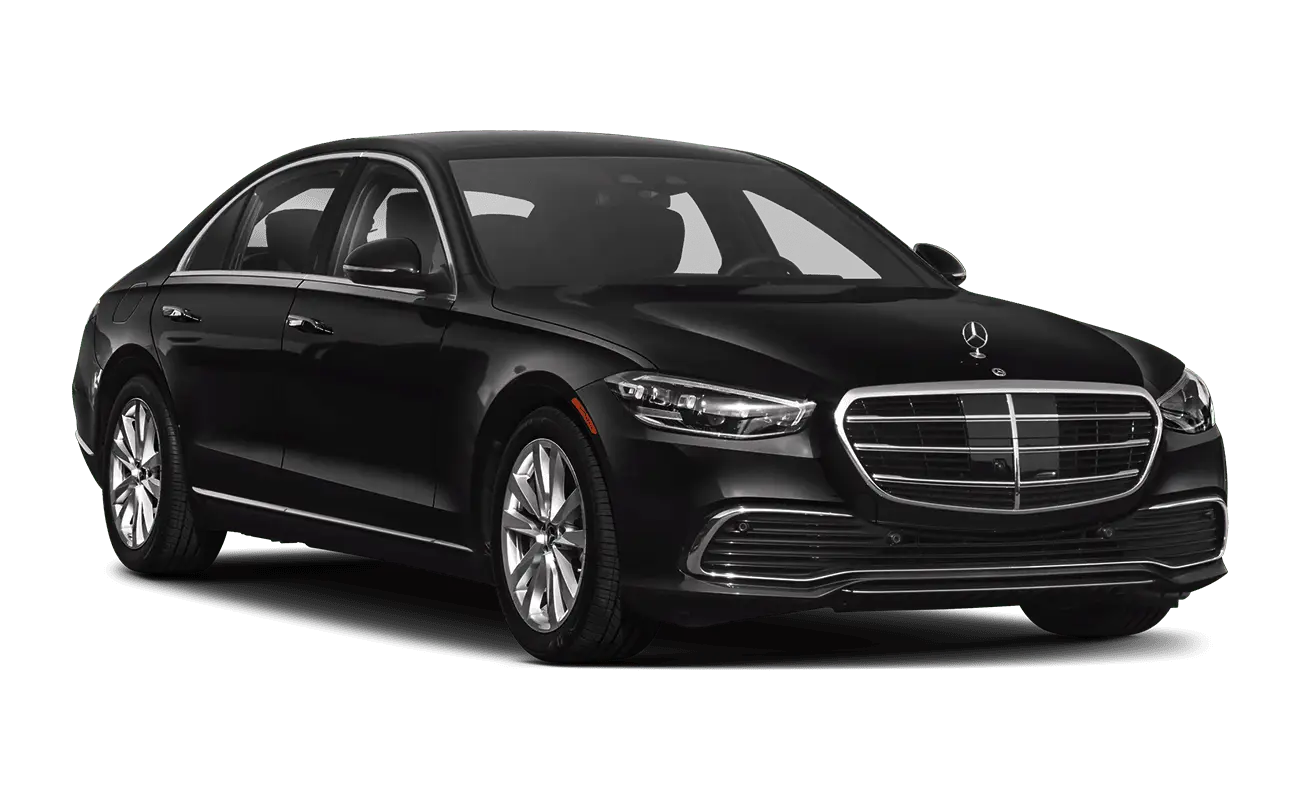Mercedes S-Class black sedan for executive chauffeur service